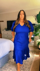 Review of product Mia Blouse Sleeve Dress in Cobalt