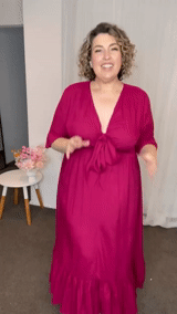 Review of product Nicole Tie Front Maxi Dress in French Plum